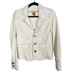 Christopher Blue Womens Small Cream Corduroy Blazer Jacket Cotton Stretch Button